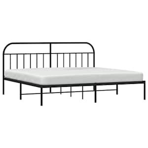 Kovový rám postele s čelem černý 200 x 200 cm - obrázek 5