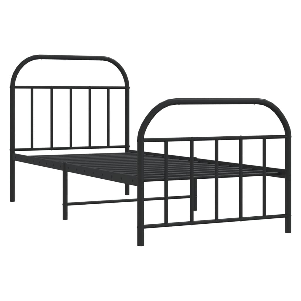 vidaXL Bedframe met hoofd- en voeteneinde metaal zwart 90x190 cm afbeelding