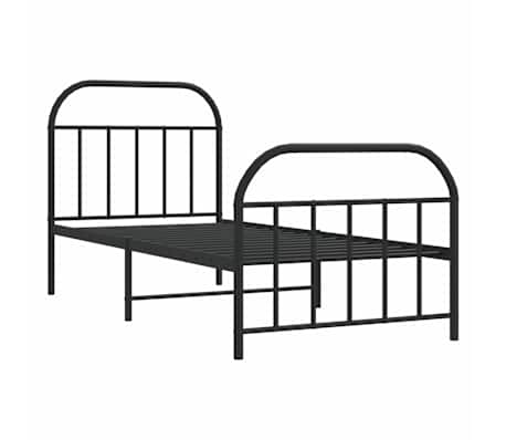 vidaXL Bettgestell mit Kopf- und Fu&szlig;teil Metall Schwarz 90x200 cm