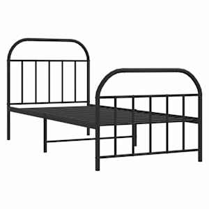 vidaXL Bettgestell mit Kopf- und Fu&szlig;teil Metall Schwarz 90x200 cm