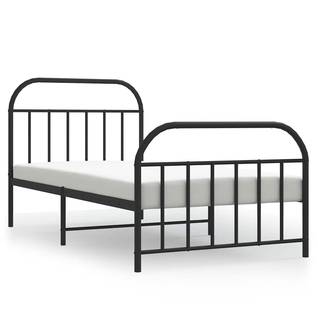 VidaXL Metal Bed Frame Without Mattress With Footboard Black 39.4x74.8