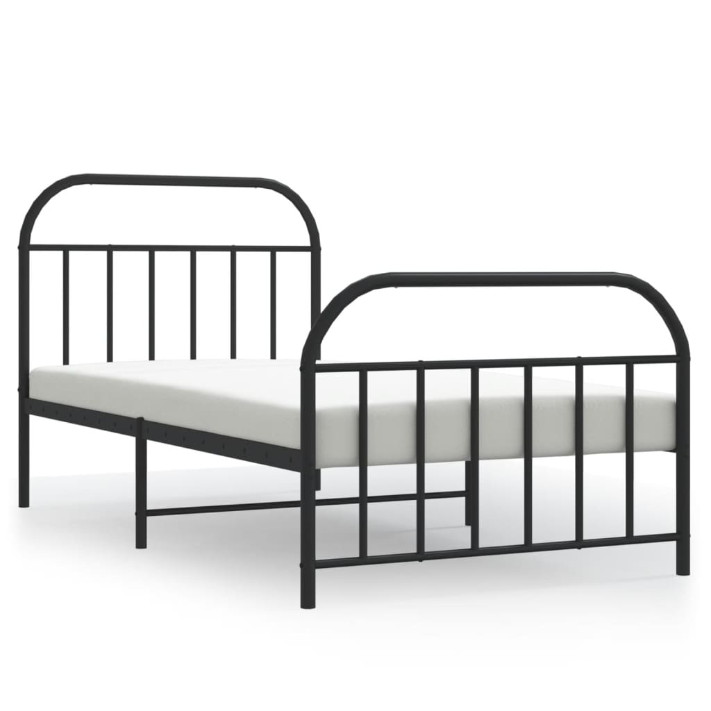 vidaXL Bedframe met hoofd- en voeteneinde metaal zwart 107x203 cm, foto 3