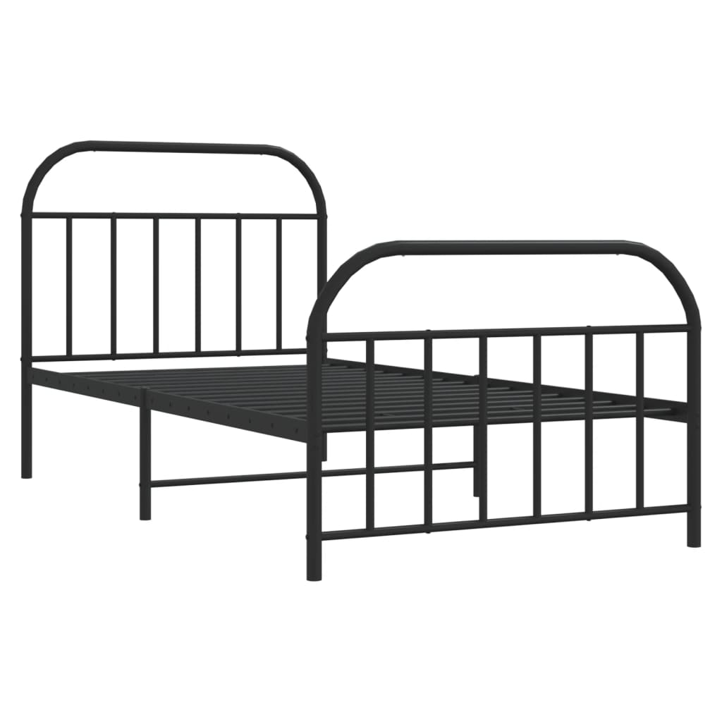 vidaXL Bedframe met hoofd- en voeteneinde metaal zwart 107x203 cm, foto 4