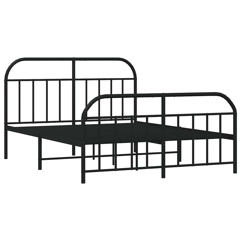 vidaXL Bedframe met hoofd- en voeteneinde metaal zwart 135x190 cm, foto 4