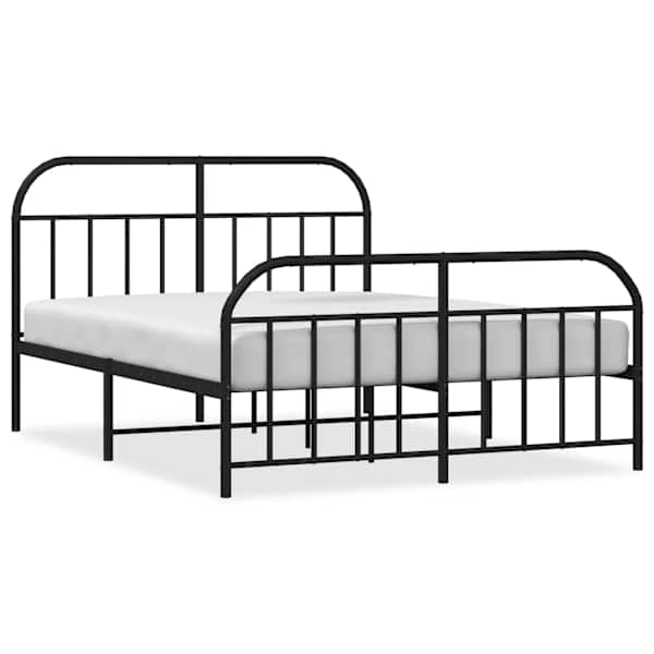 vidaXL metallist voodiraam peatsi ja jalutsiga, must, 140x190 cm