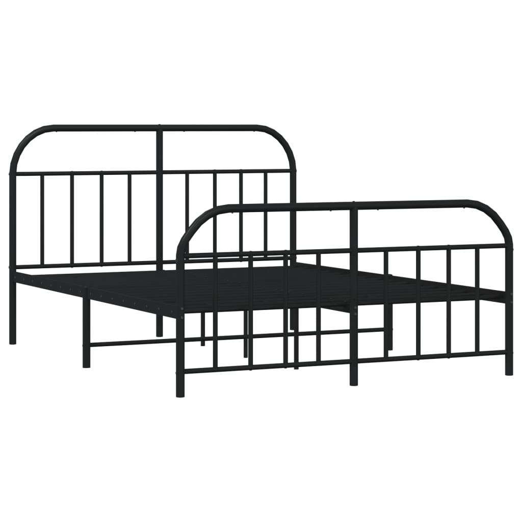 vidaXL Bedframe met hoofd- en voeteneinde metaal zwart 140x190 cm afbeelding