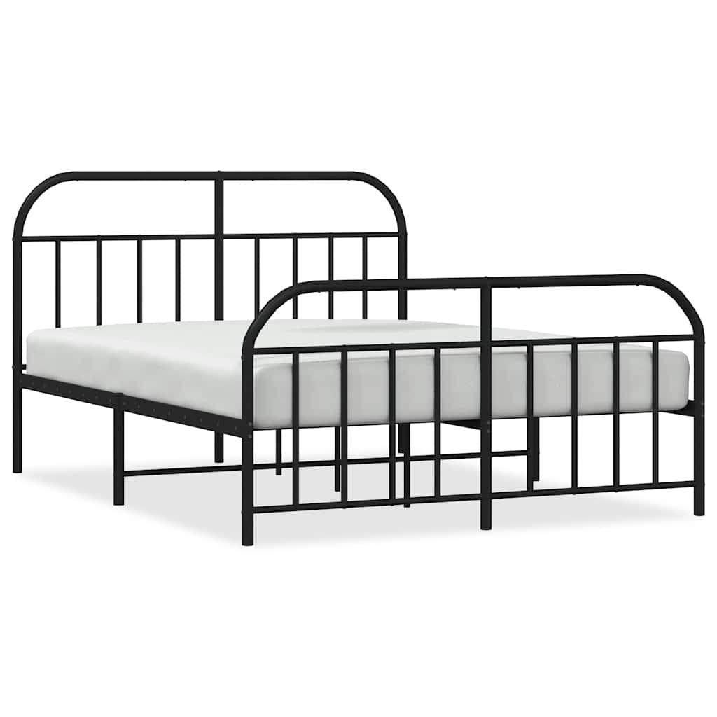 vidaXL Bedframe met hoofd- en voeteneinde metaal zwart 140x200 cm, foto 3