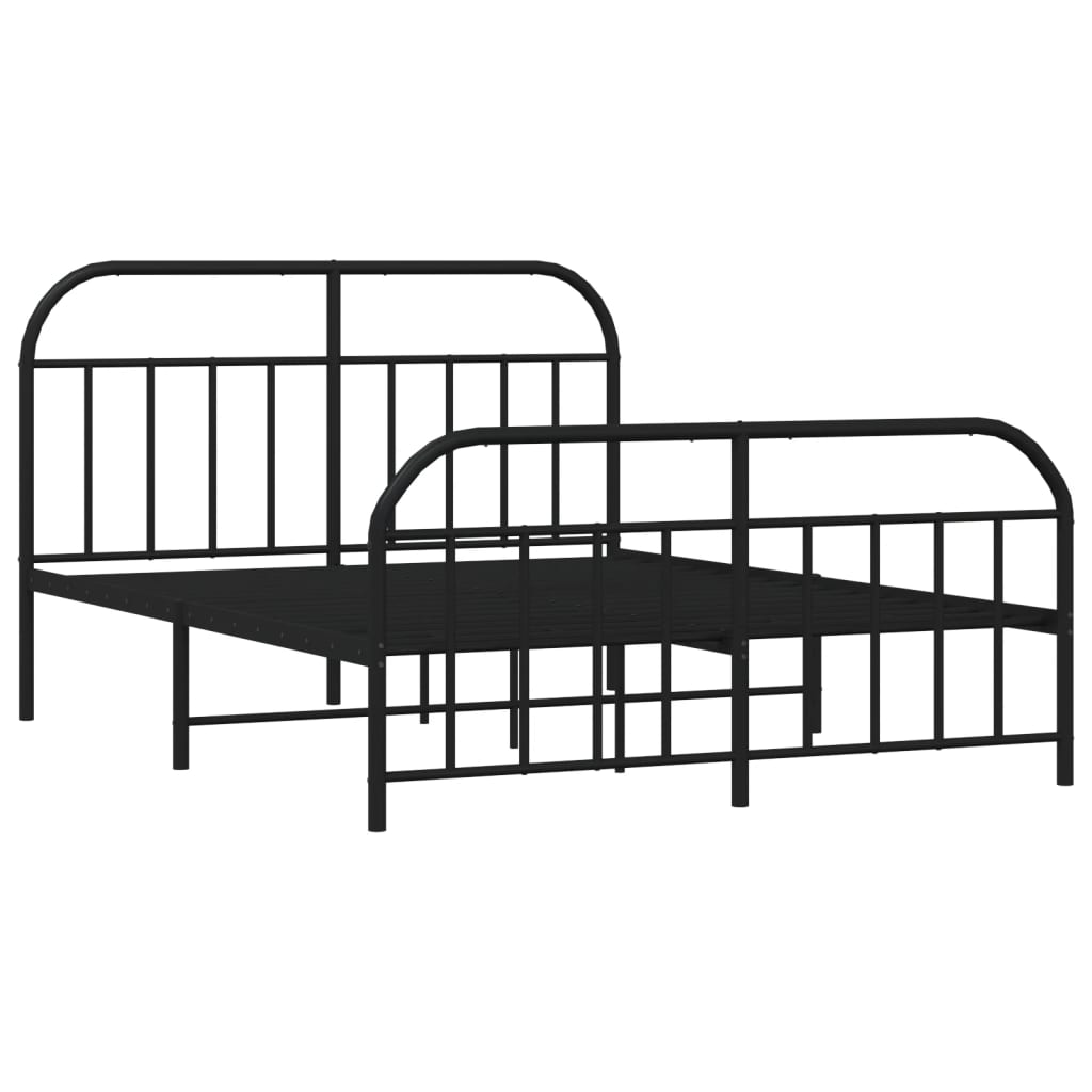 vidaXL Bedframe met hoofd- en voeteneinde metaal zwart 140x200 cm afbeelding