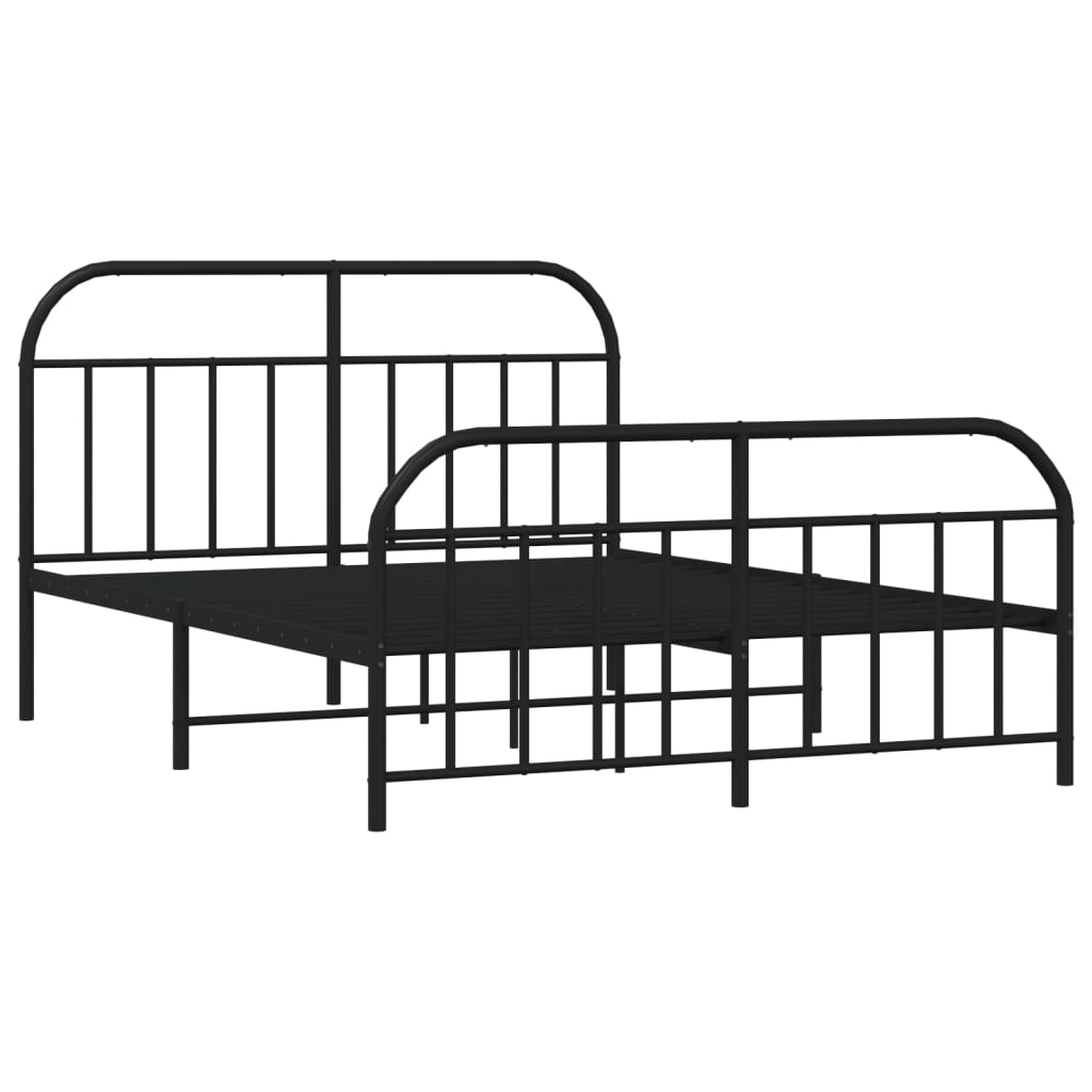vidaXL Bedframe met voetbord zonder matras metaal zwart 160x200 cm afbeelding