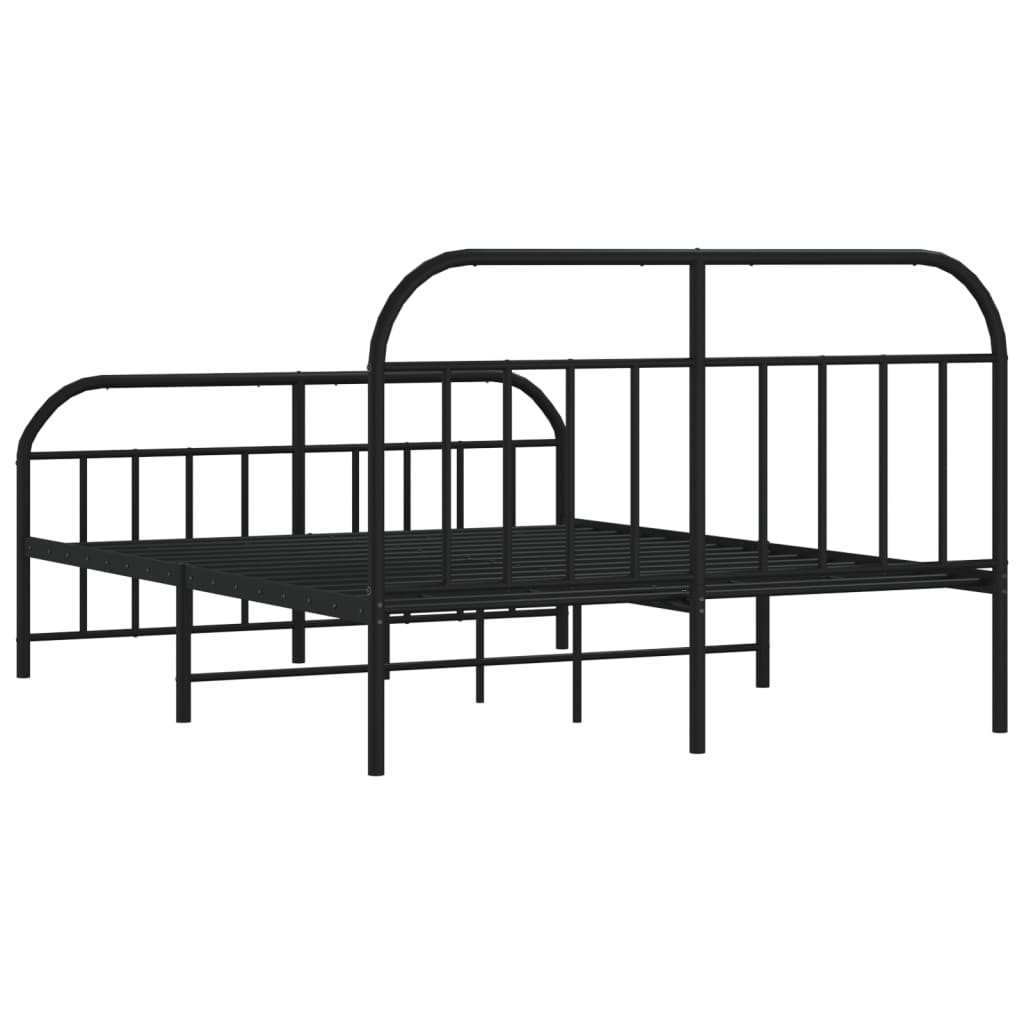 Kovový rám postele s hlavovým a nožním čelem černý 160 x 200 cm