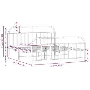 Kovový rám postele bez matrace s nožním čelem černý 160x200 cm - obrázek 10