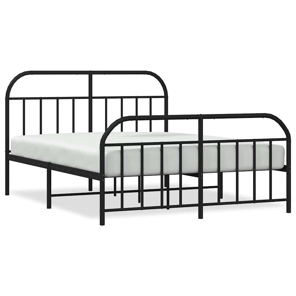 vidaXL Bedframe met voetbord zonder matras metaal zwart 180x200 cm, foto 3