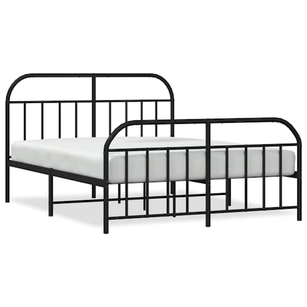 vidaXL metallist voodiraam peatsi ja jalutsiga, must, 183x213 cm