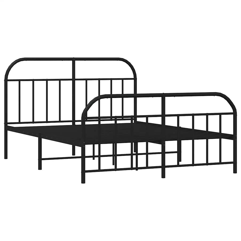 vidaXL Bedframe met hoofd- en voeteneinde metaal zwart 183x213 cm afbeelding