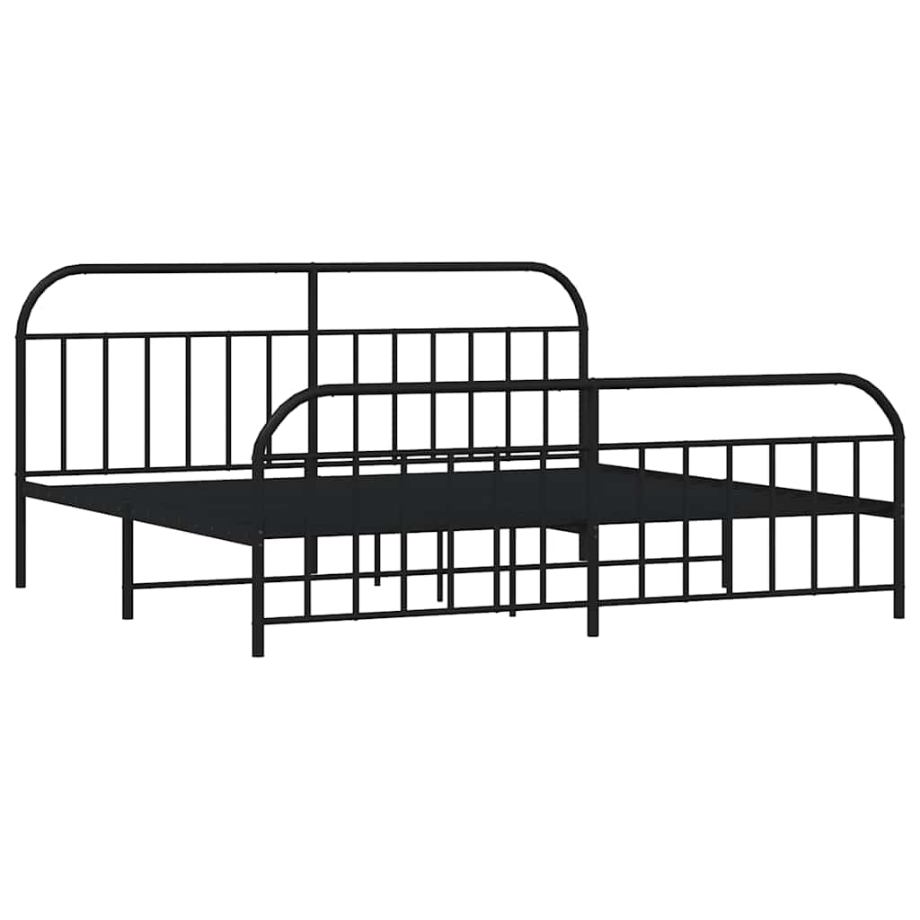 vidaXL Bedframe met hoofd- en voeteneinde metaal zwart 193x203 cm afbeelding