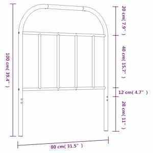 Kovové náhradní čelo postele černé 75 cm - obrázek 7