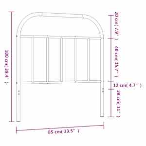Kovové náhradní čelo postele černé 80 cm - obrázek 7