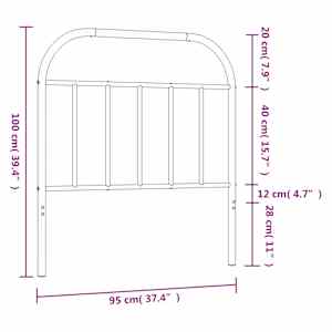 Kovové náhradní čelo postele černé 90 cm - obrázek 7