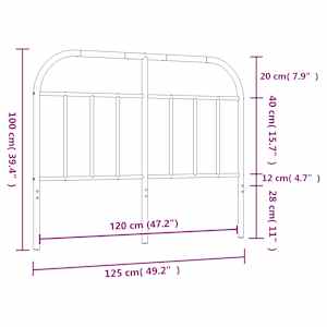 Kovové náhradní čelo postele černé 120 cm - obrázek 7