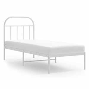Kovový rám postele bez matrace s čelem bílý 75 x 190 cm - obrázek 2