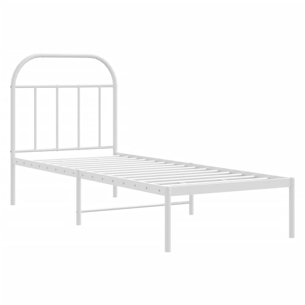 vidaXL Bedframe met hoofdbord zonder matras metaal wit 75x190 cm afbeelding