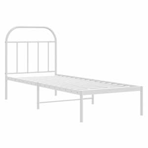 Kovový rám postele bez matrace s čelem bílý 75 x 190 cm - obrázek 3