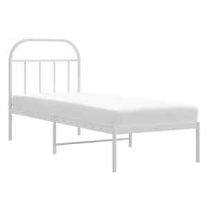 Kovový rám postele bez matrace s čelem bílý 75 x 190 cm - obrázek 5