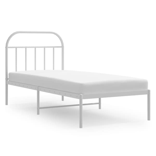 vidaXL metallist voodiraam peatsiga, valge, 90 x 190 cm