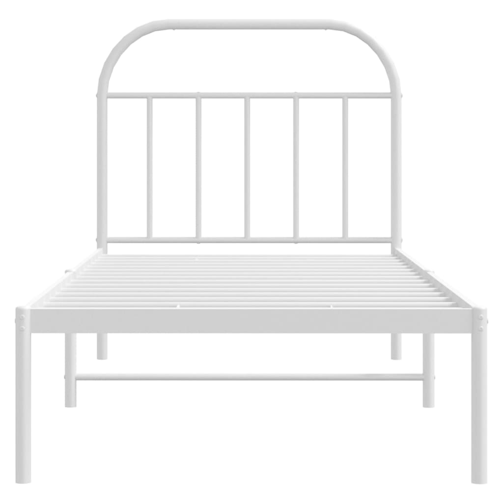  Kovový rám postele s čelom biely 90x200 cm