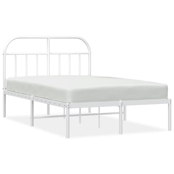 vidaXL metallist voodiraam peatsiga, valge, 120x190 cm