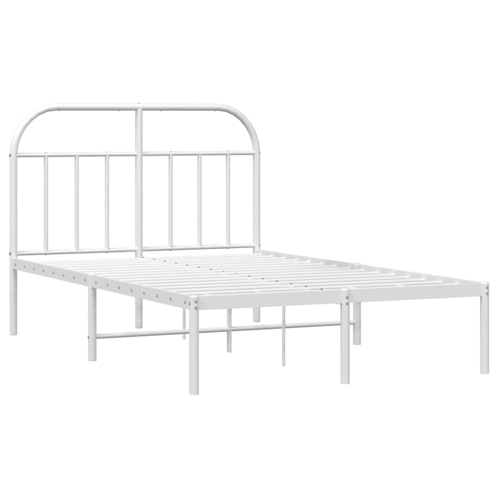 vidaXL Bedframe met hoofdbord metaal wit 120x190 cm afbeelding