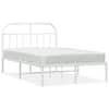 vidaXL metallist voodiraam peatsiga, valge, 135x190 cm