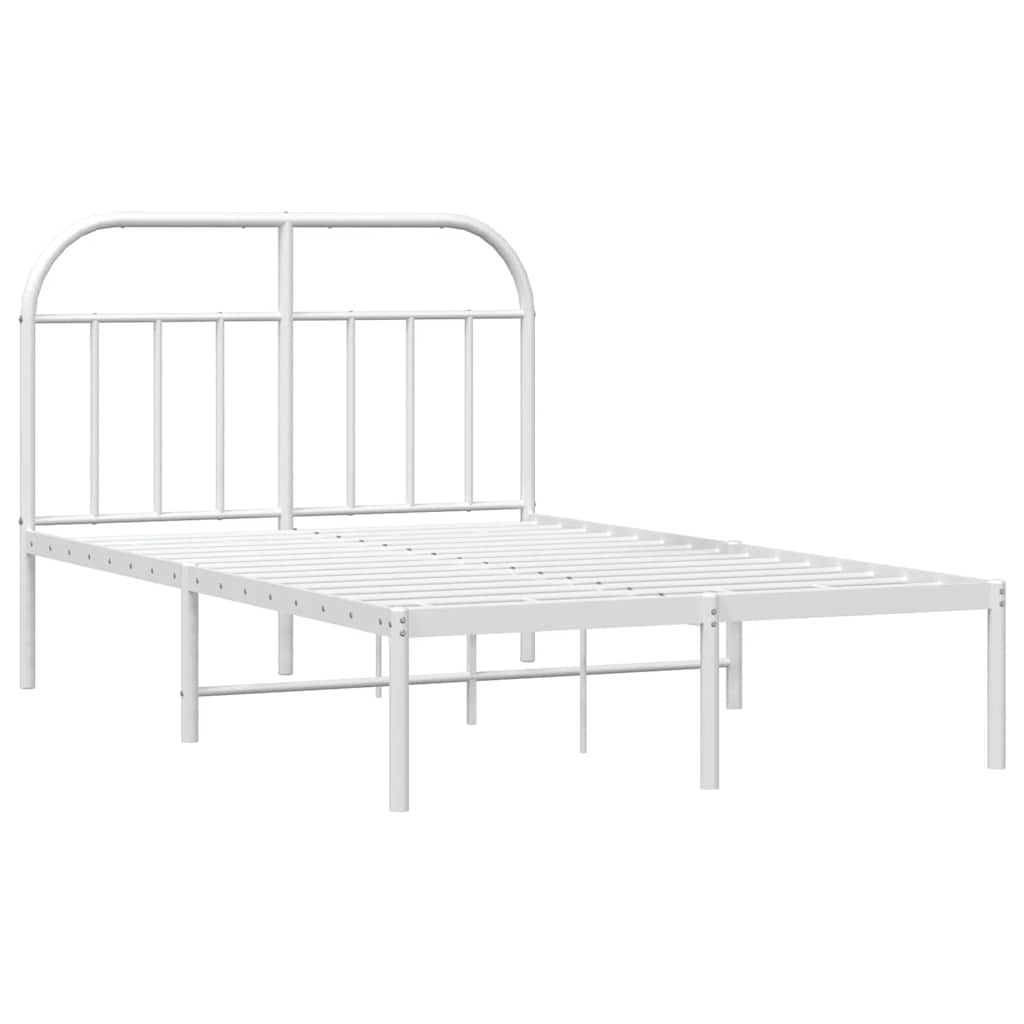 vidaXL Bedframe met hoofdbord metaal wit 135x190 cm afbeelding
