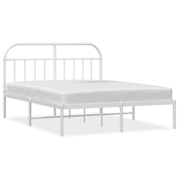 vidaXL metallist voodiraam peatsiga, valge, 140x190 cm