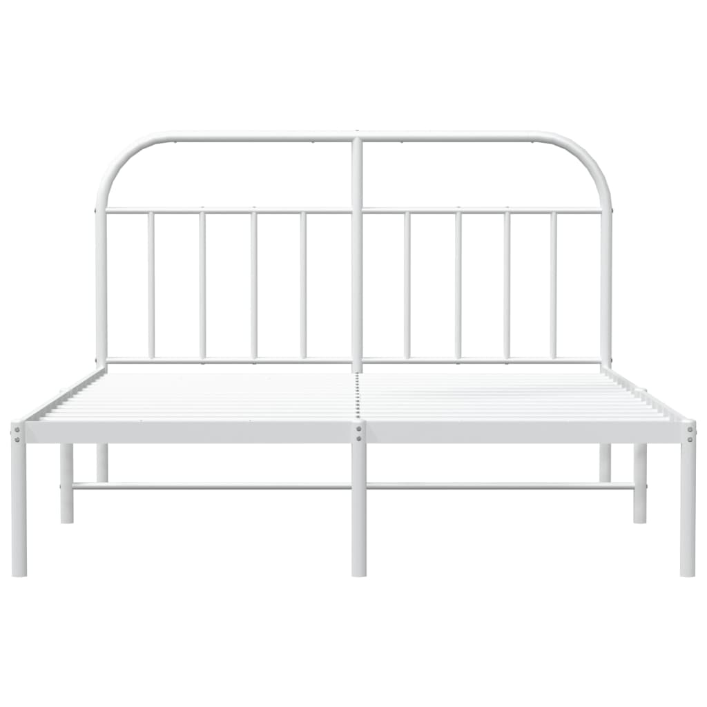 Kovový rám postele s čelem bílý 140 x 200 cm