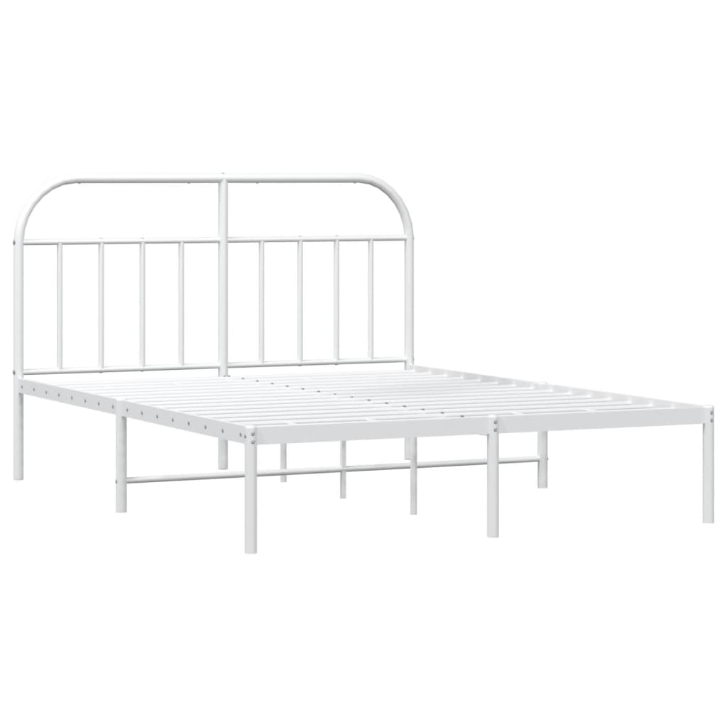 vidaXL Bedframe met hoofdbord metaal wit 180x200 cm, foto 4