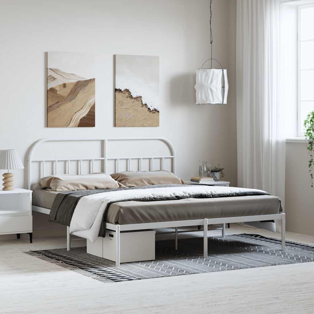 vidaXL Metallinen sängynrunko päädyllä valkoinen 183x213 cm