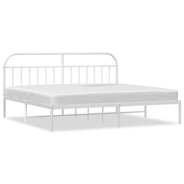 vidaXL metallist voodiraam peatsiga, valge, 193x203 cm