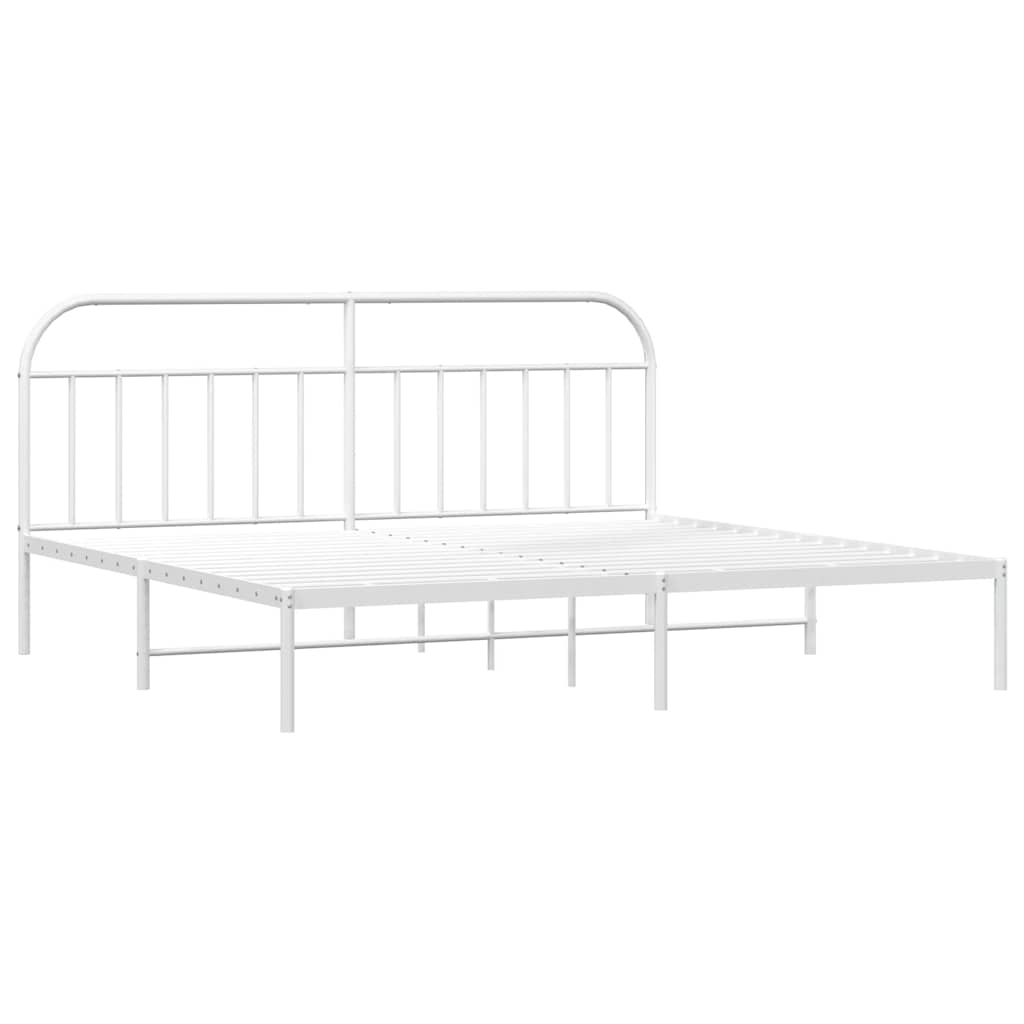 vidaXL Bedframe met hoofdbord metaal wit 193x203 cm afbeelding