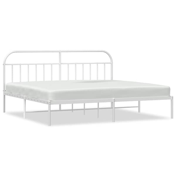 vidaXL metallist voodiraam peatsiga, valge, 200x200 cm