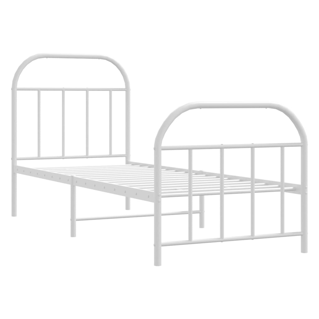 vidaXL Bedframe met hoofd- en voeteneinde metaal wit 75x190 cm afbeelding