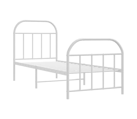 vidaXL Metal Bed Frame without Mattress with Footboard White 75x190 cm Small Single