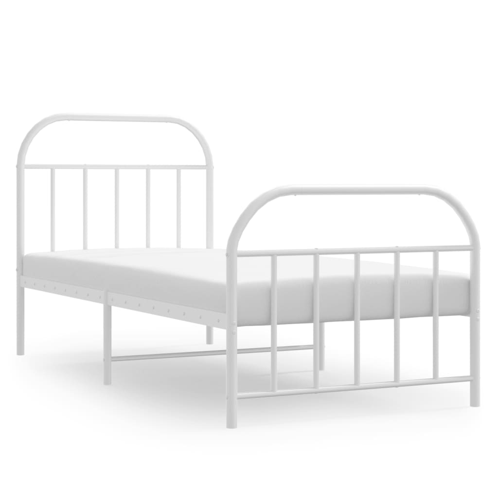 vidaXL Kovový rám postele s hlavovým a nožním čelem bílý 80 x 200 cm
