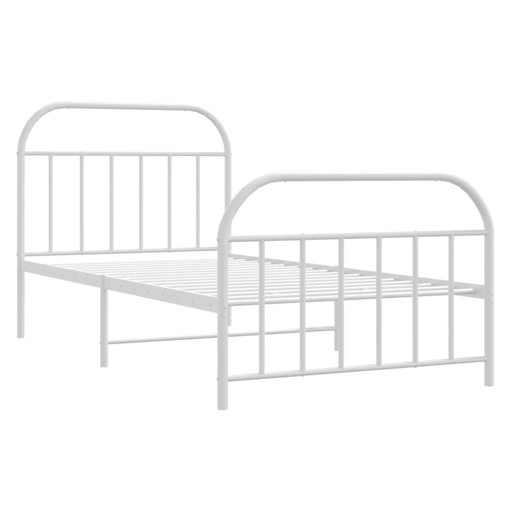 vidaXL Bedframe met hoofd- en voeteneinde metaal wit 107x203 cm afbeelding