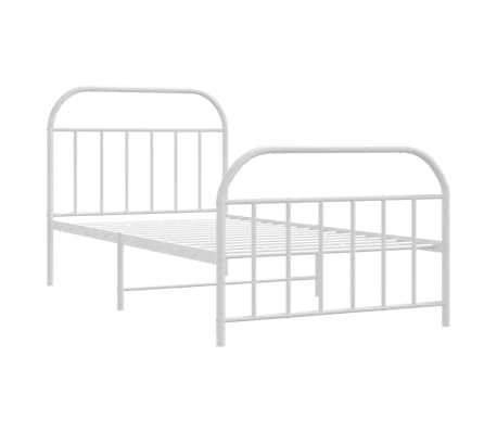 vidaXL Cadru de pat metalic cu tăblie de cap/picioare, alb, 107x203 cm