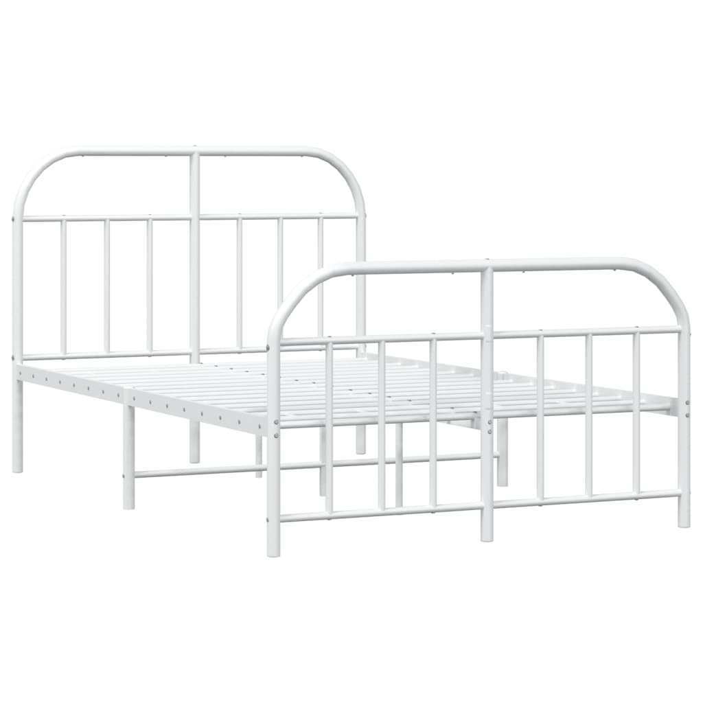 vidaXL Bedframe met hoofd- en voeteneinde metaal wit 120 x 190 cm afbeelding