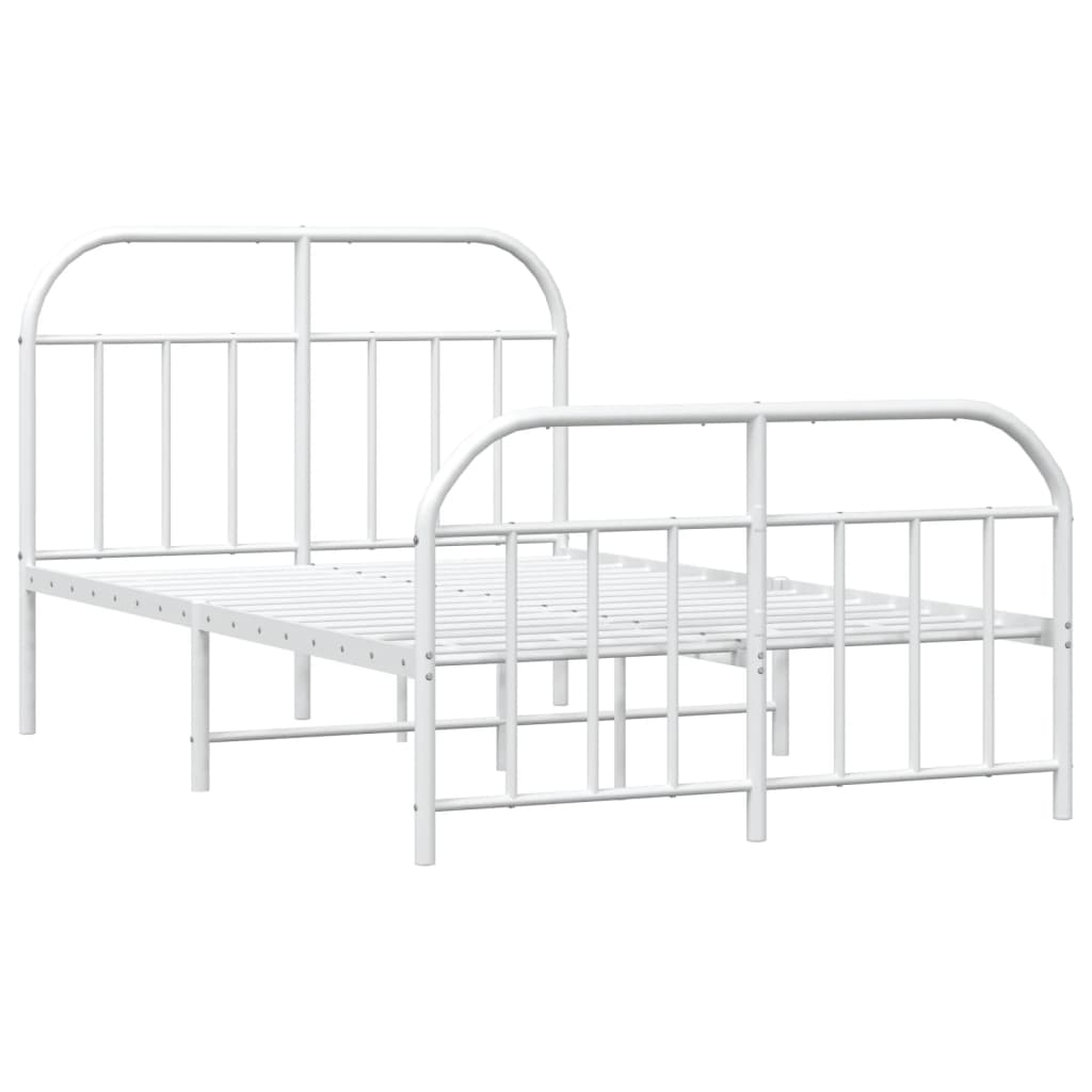 vidaXL Bedframe met hoofd- en voeteneinde metaal wit 120x200 cm afbeelding