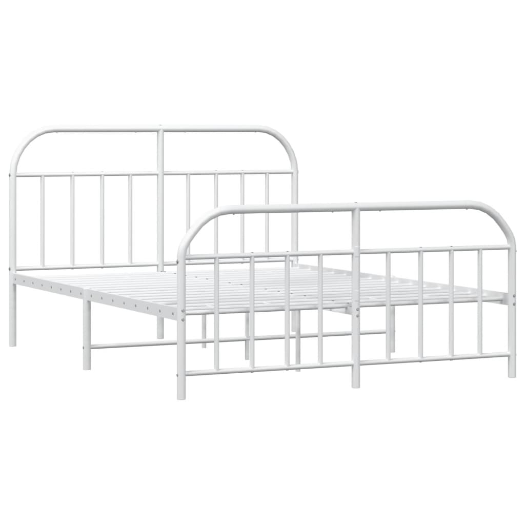 vidaXL Bedframe met hoofd- en voeteneinde metaal wit 140x190 cm afbeelding