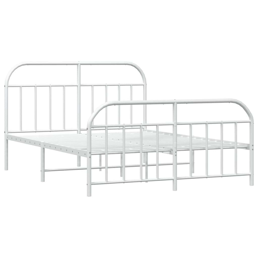 vidaXL Bedframe met hoofd- en voeteneinde metaal wit 140x200 cm afbeelding