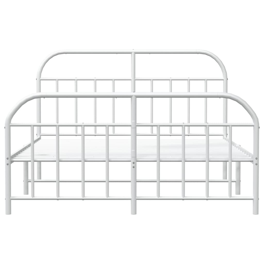  Kovový rám postele s čelom a podnožkou biely 140x200 cm